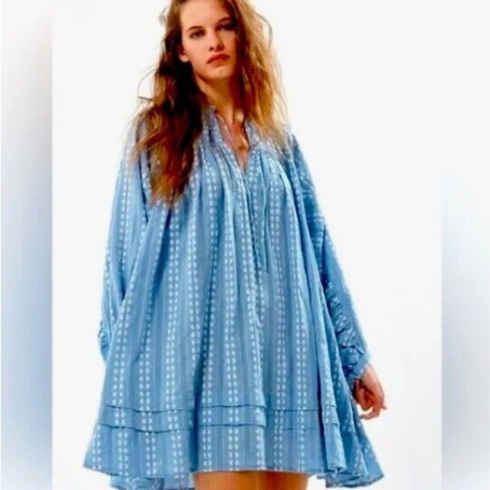 Urban Outfitters Jai Embroidered Long Sleeve Frock Dress Oversized MEDIUM